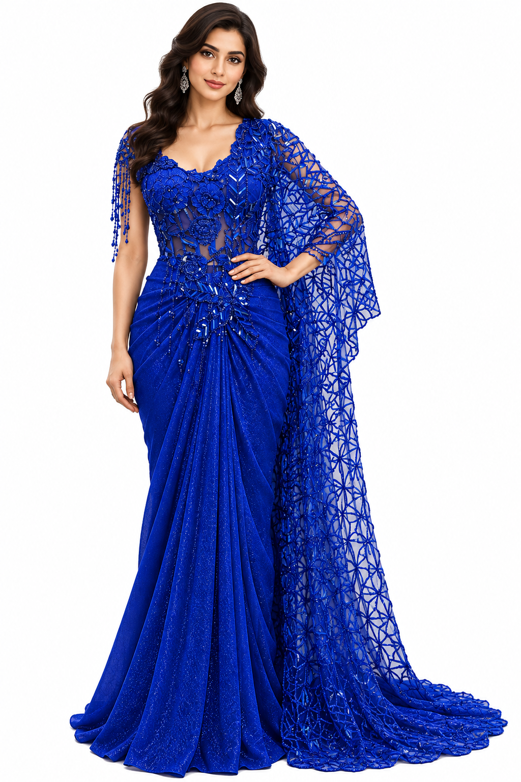 Drape Sari Hand Work Pallu - DSK Cauter designer wear, image 3