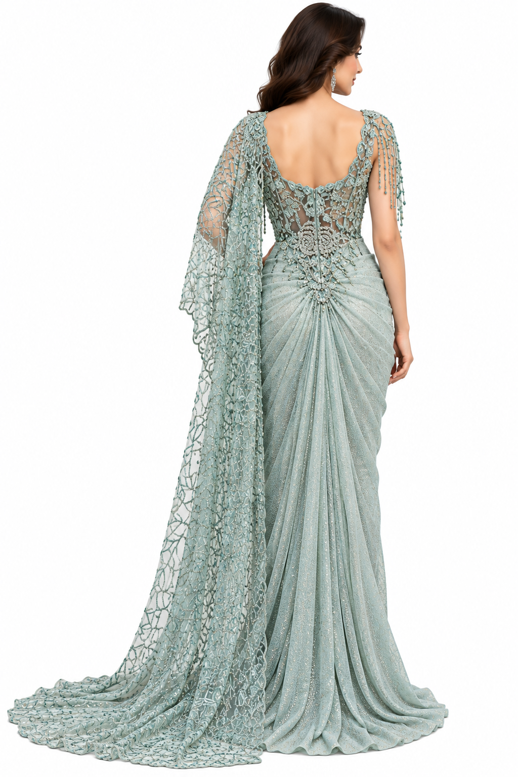 Drape Sari Hand Work Pallu - DSK Cauter designer wear, image 2