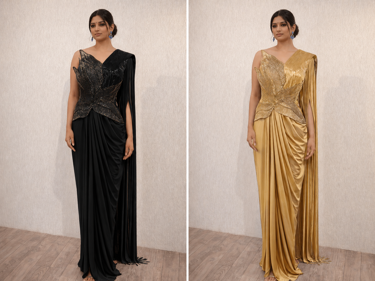 Onepiece Gown with Leaf Pallu