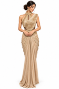 Gold Handwork Leather Co-Ord Saree Set - DSK Cauter designer wear, image 1