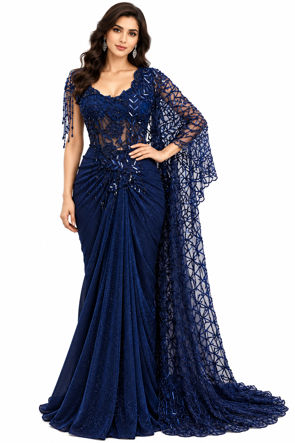 Drape Sari Hand Work Pallu - DSK Cauter designer wear, image 5
