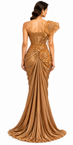 One-Shoulder Corset Saree with Full Handwork - DSK Cauter designer wear, image 4