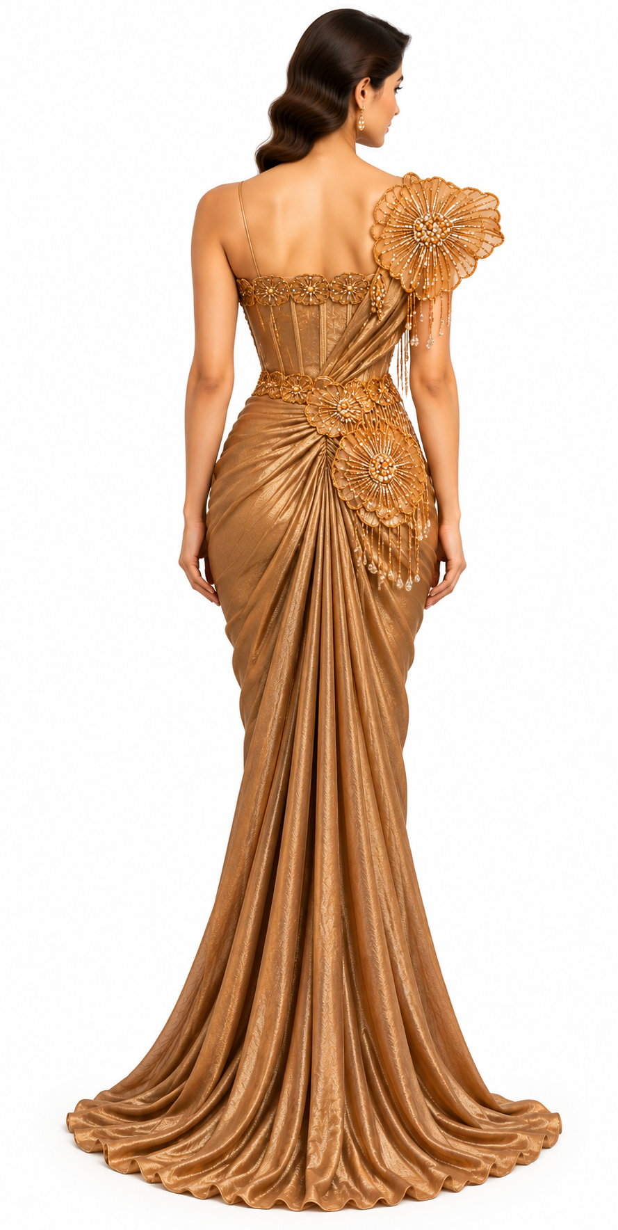 One-Shoulder Corset Saree with Full Handwork - DSK Cauter designer wear, image 4