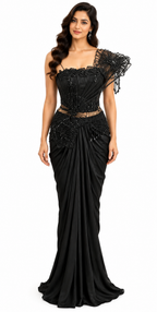One-Shoulder Corset Saree with Full Handwork - DSK Cauter designer wear, image 5