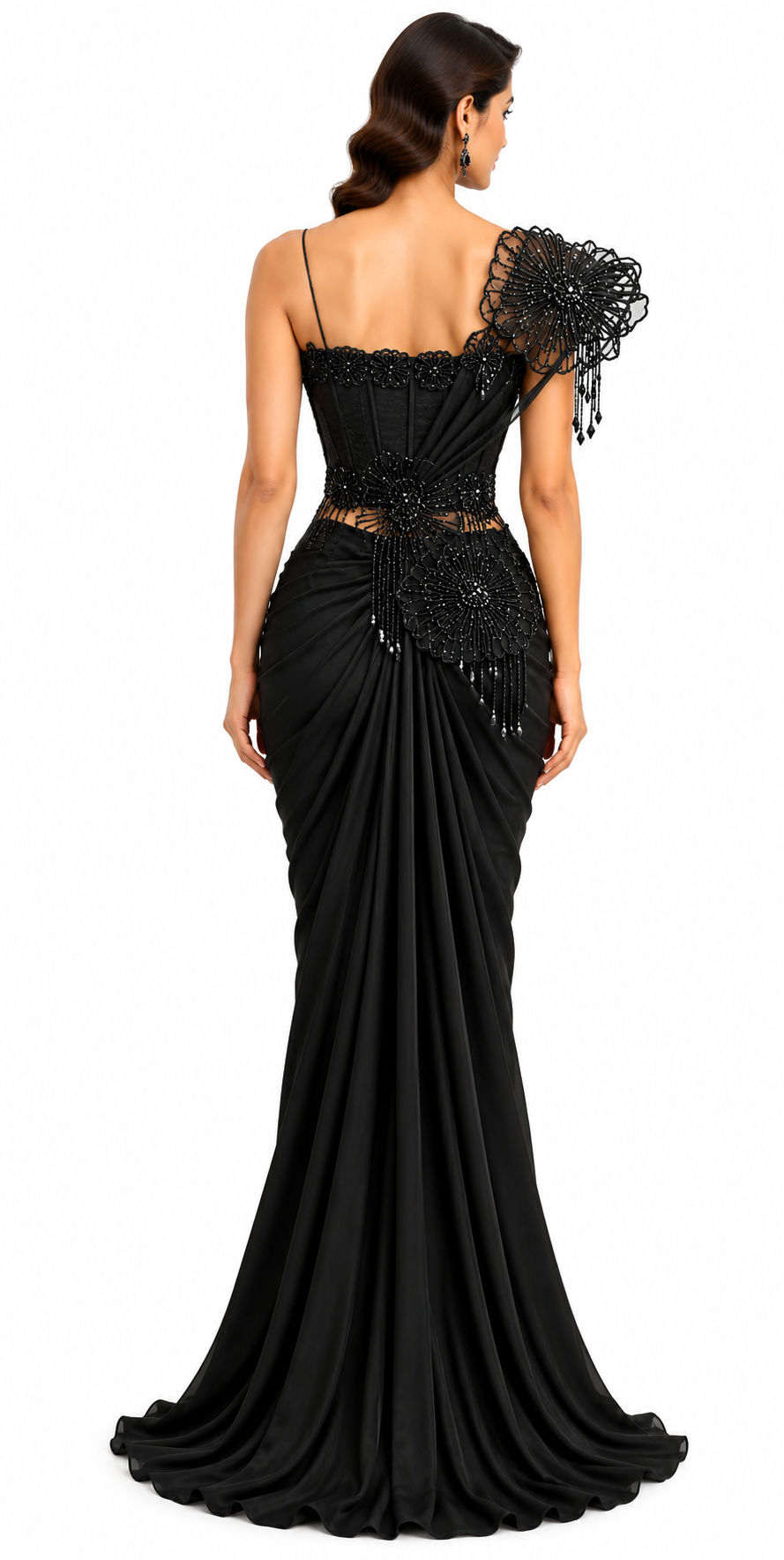 One-Shoulder Corset Saree with Full Handwork - DSK Cauter designer wear, image 6