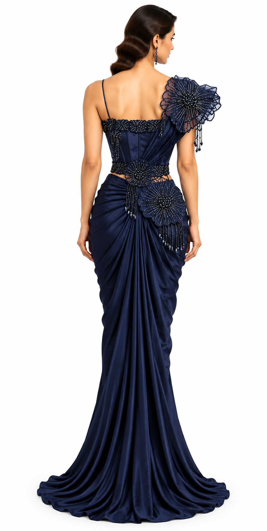 One-Shoulder Corset Saree with Full Handwork - DSK Cauter designer wear, image 8