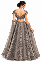 Silver Leather Co-Ord Lehenga Set - DSK Cauter designer wear, image 2