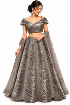 Silver Leather Co-Ord Lehenga Set - DSK Cauter designer wear, image 1
